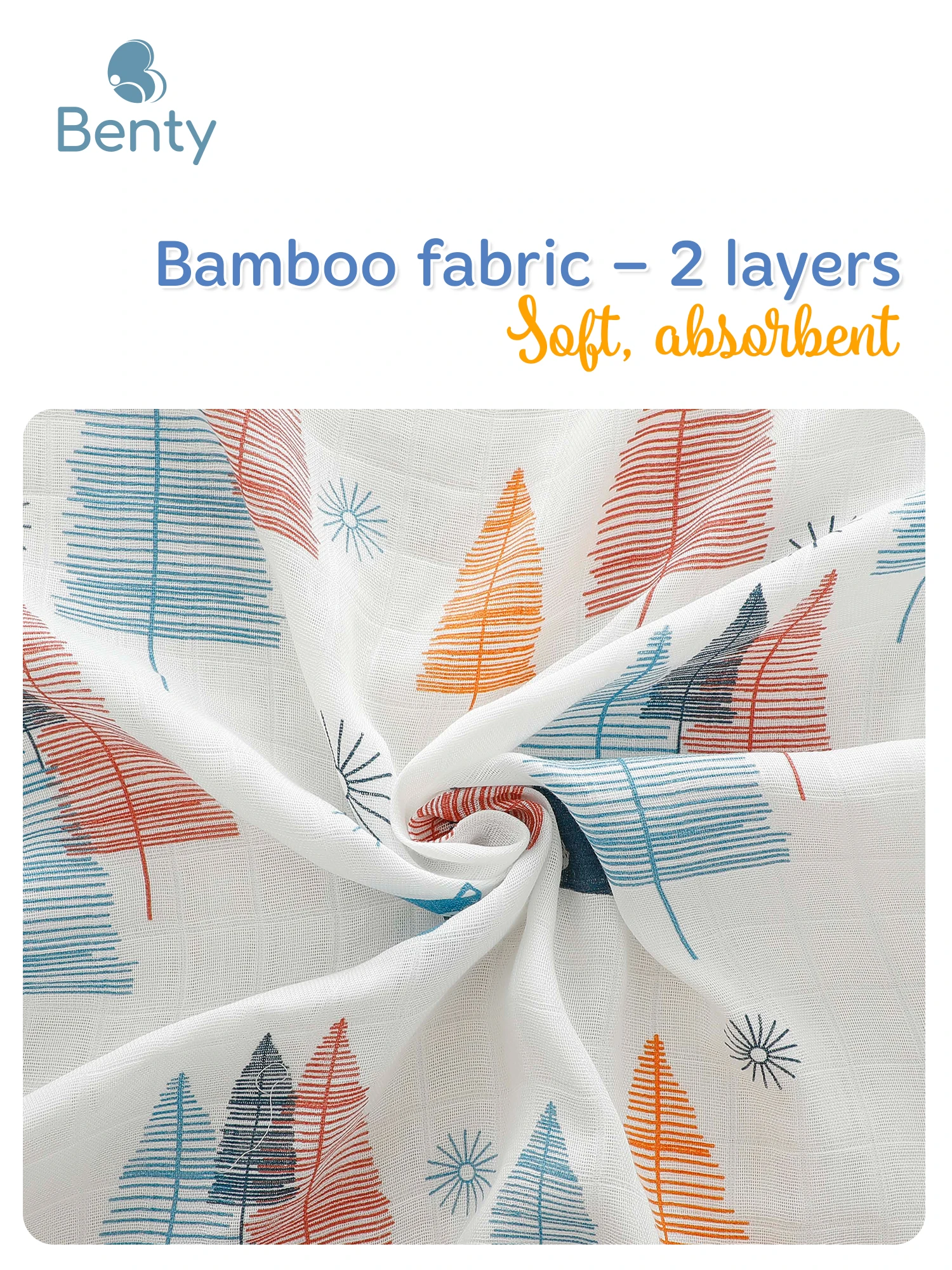 Benty patterned multi-purpose baby cloth, large 110×110Cm