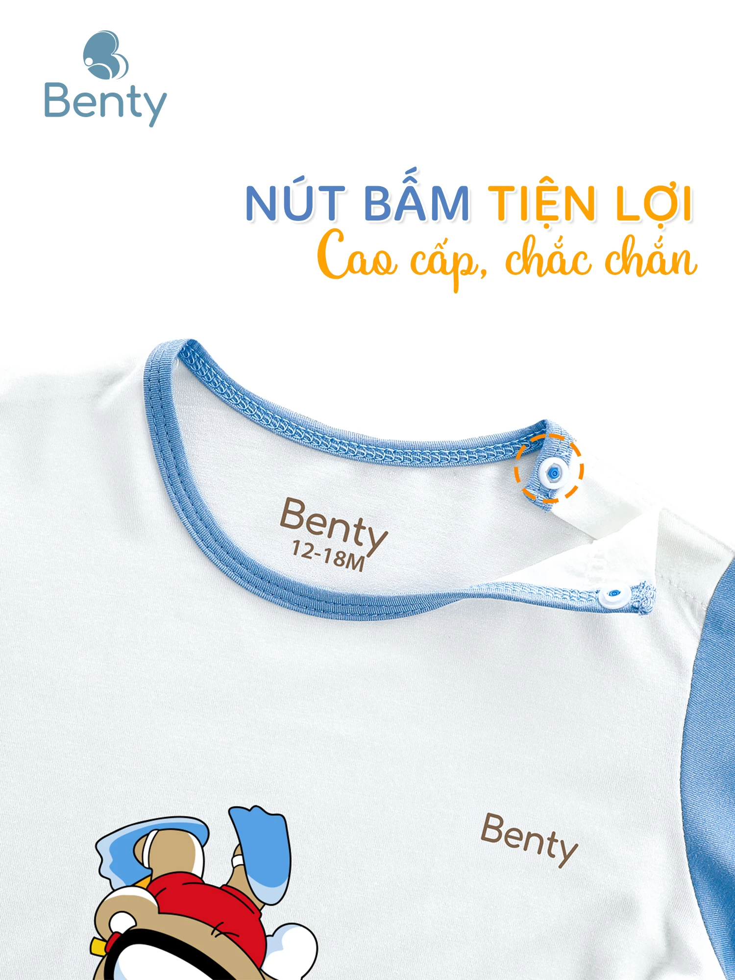 Bộ cộc tay BENTY in gấu Bear BT130, phối viền đáng yêu cho bé