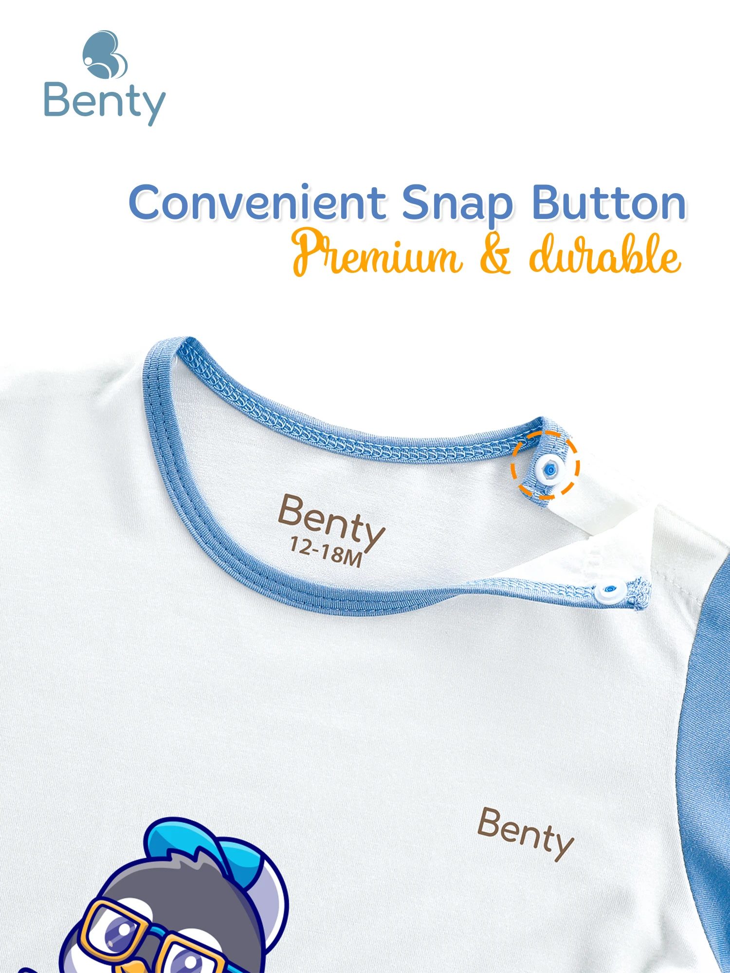 BENTY BT128 short sleeve outfit with shoulder snap closure
