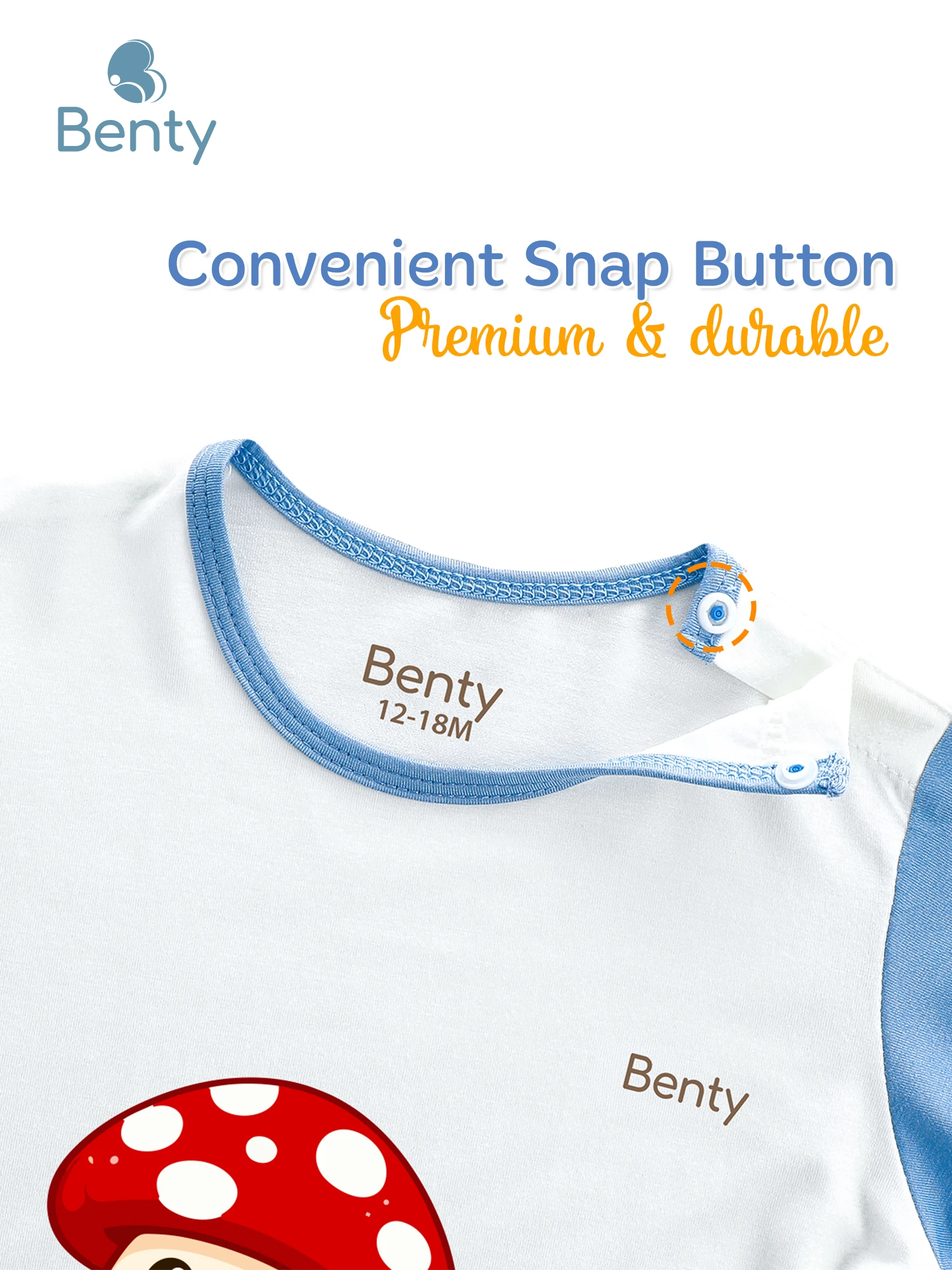 BENTY BT129 short sleeve mushroom print outfit, soft and smooth fabric