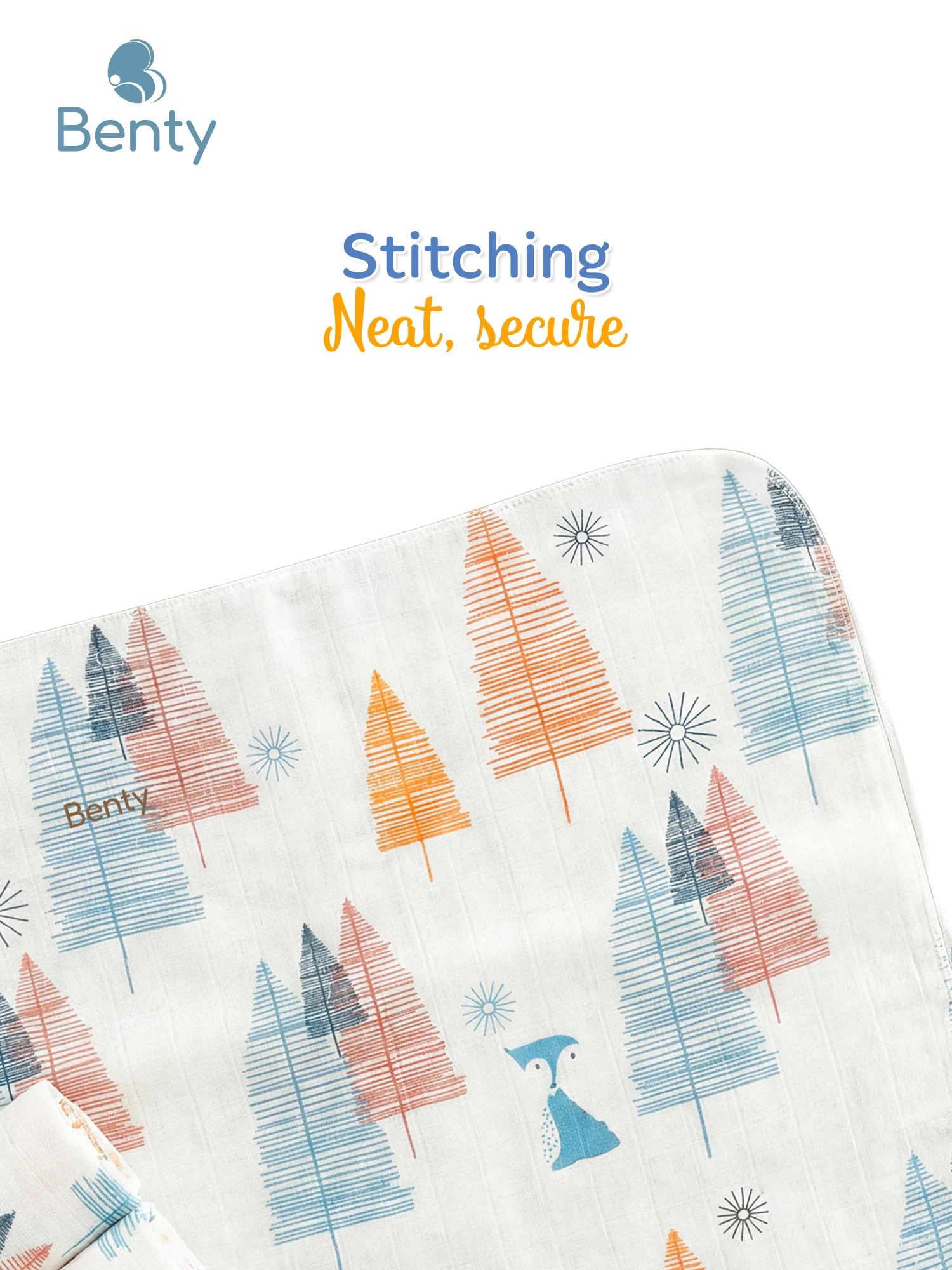 Benty patterned multi-purpose baby cloth, large 110×110Cm