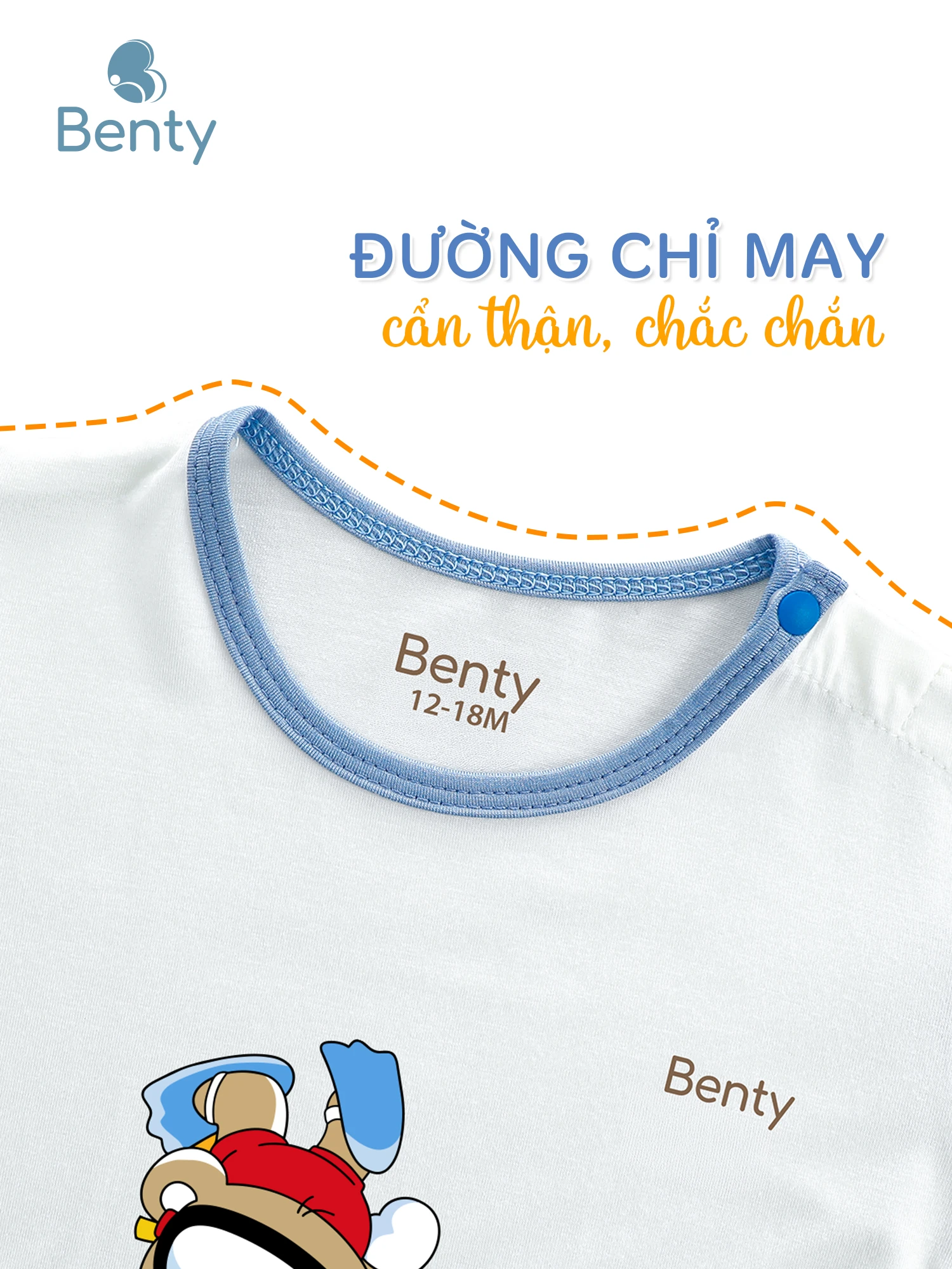 Bộ cộc tay BENTY in gấu Bear BT130, phối viền đáng yêu cho bé