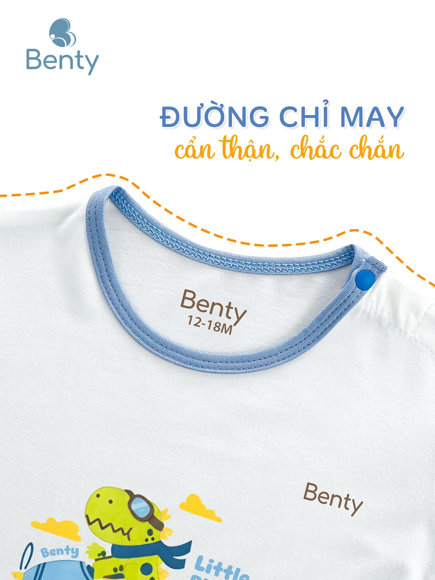 Bộ cộc tay BENTY in BT131 cài vai, đồ bộ cao cấp an toàn cho bé
