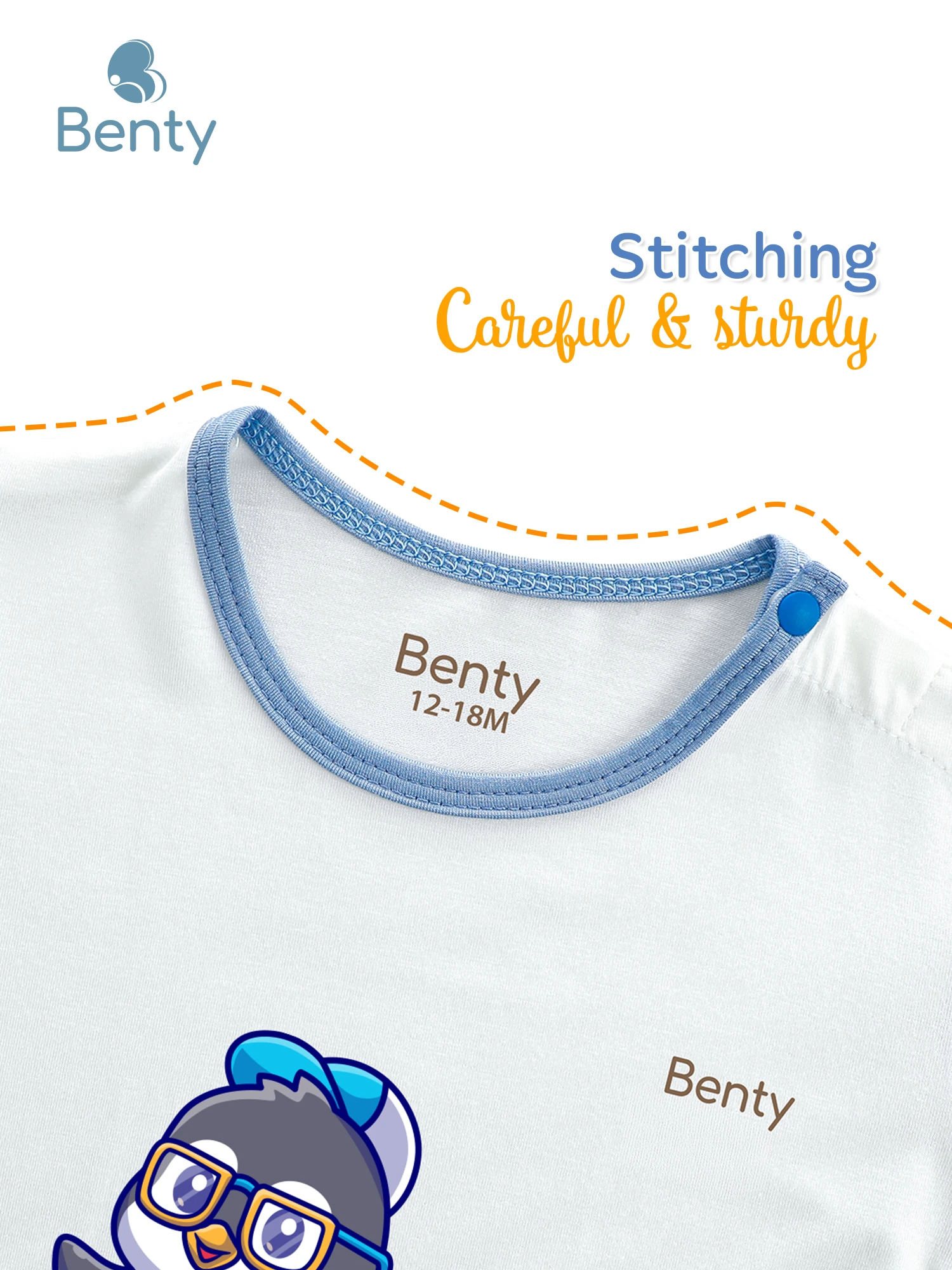 BENTY BT128 short sleeve outfit with shoulder snap closure
