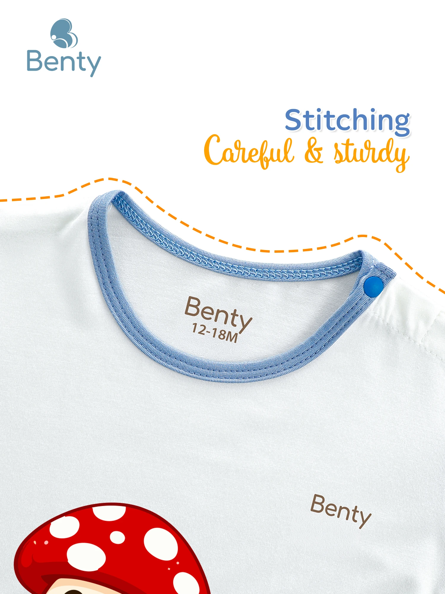 BENTY BT129 short sleeve mushroom print outfit, soft and smooth fabric
