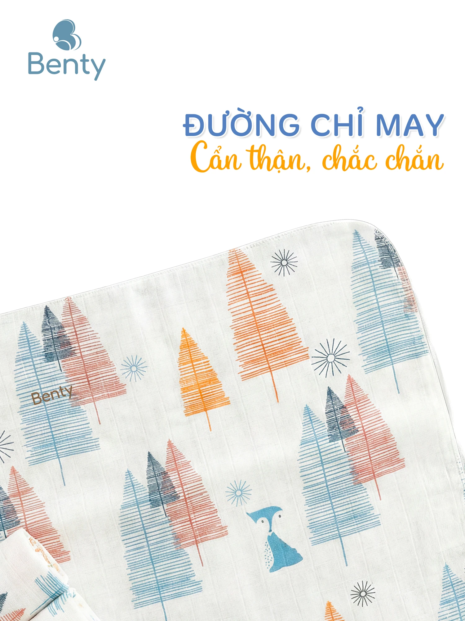 Khăn đa năng BENTY họa tiết cho bé, kích thước lớn 110x110Cm tiện lợi