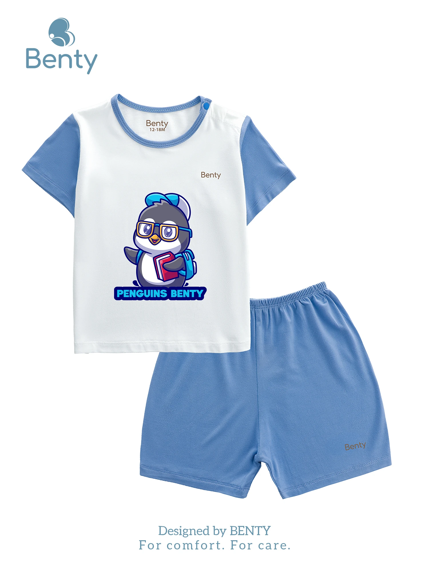 BENTY BT128 short sleeve outfit with shoulder snap closure