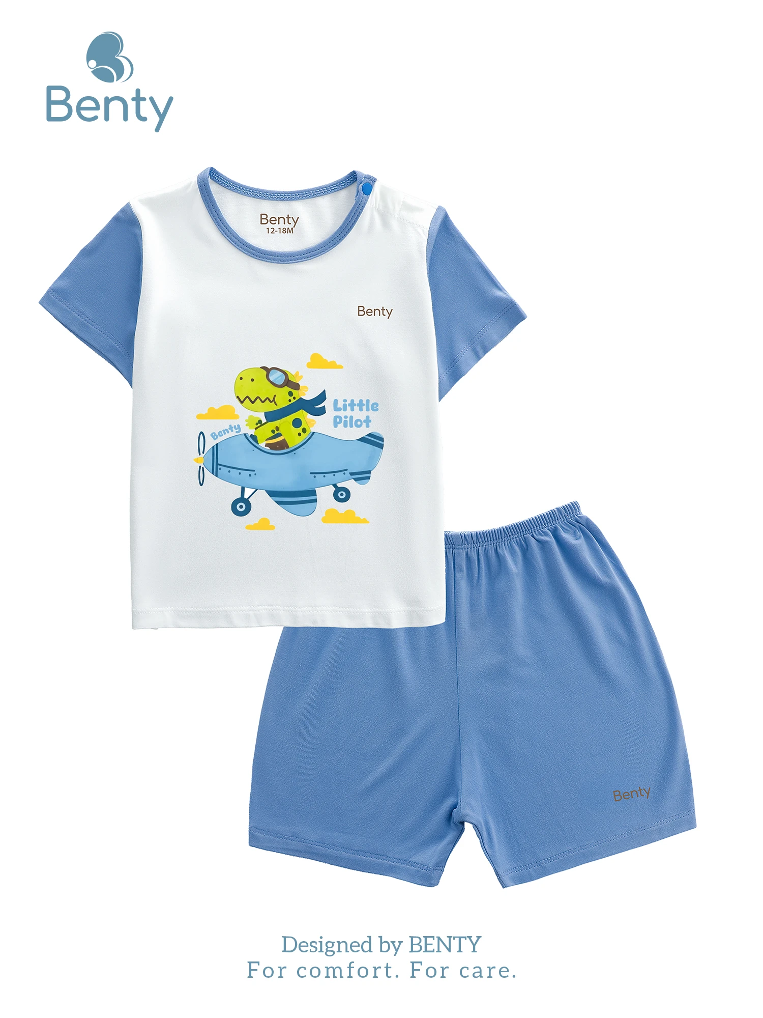 BENTY BT131 short sleeve shoulder snap outfit, safe for babies