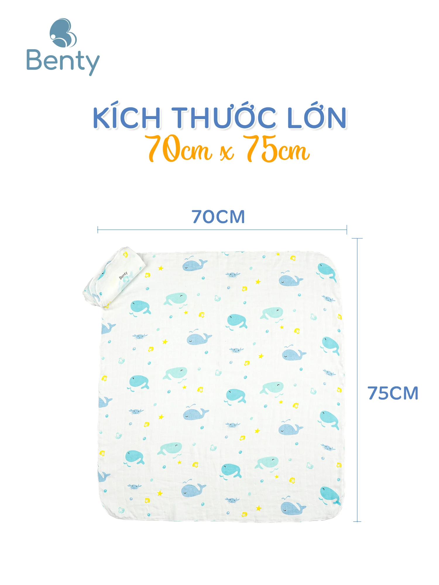 Khăn tắm BENTY họa tiết cho bé, chất vải sợi tre cao cấp set 2 khăn tiện lợi