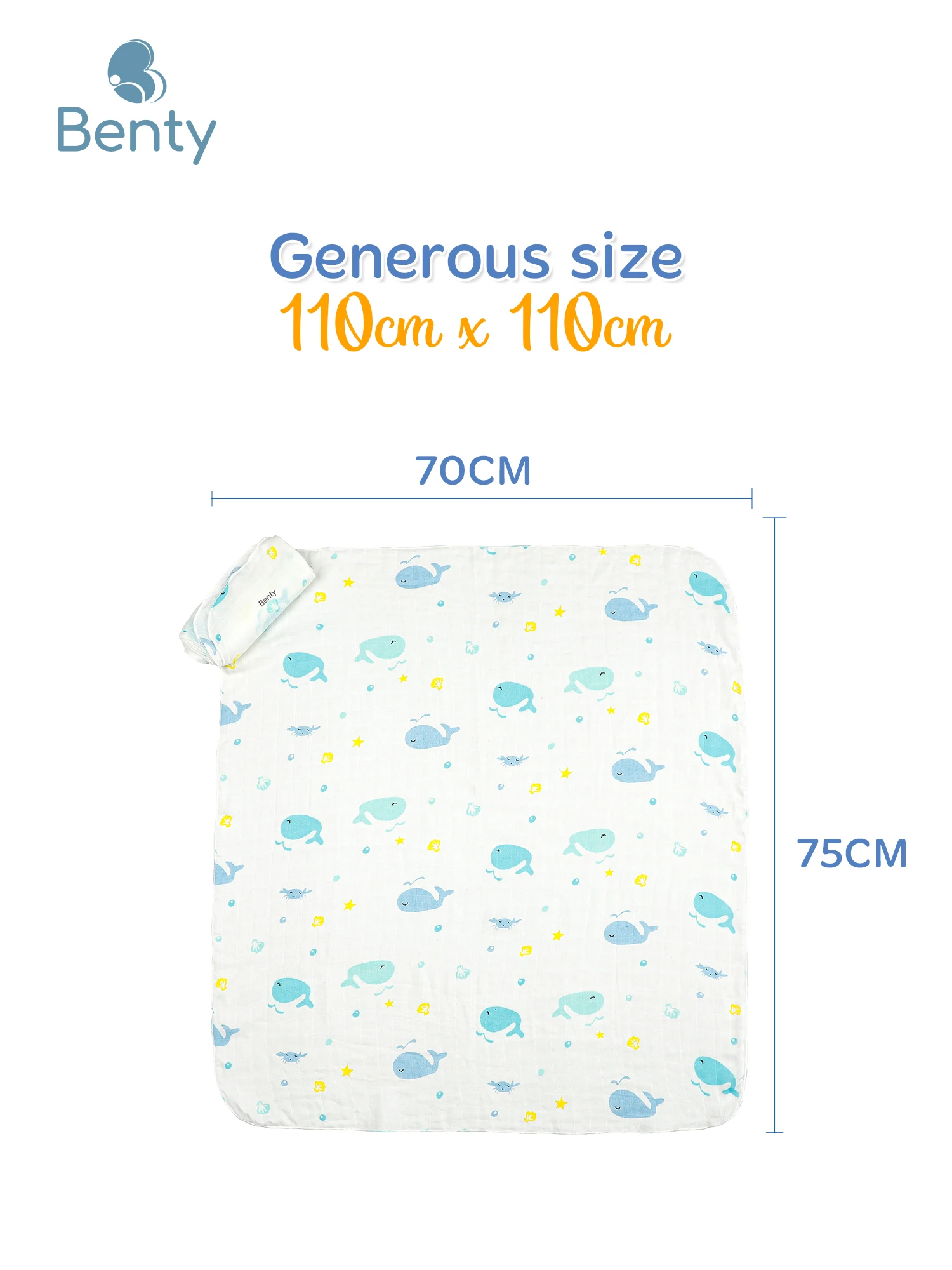 Benty patterned baby bath towels, premium bamboo fabric, convenient 2-pack