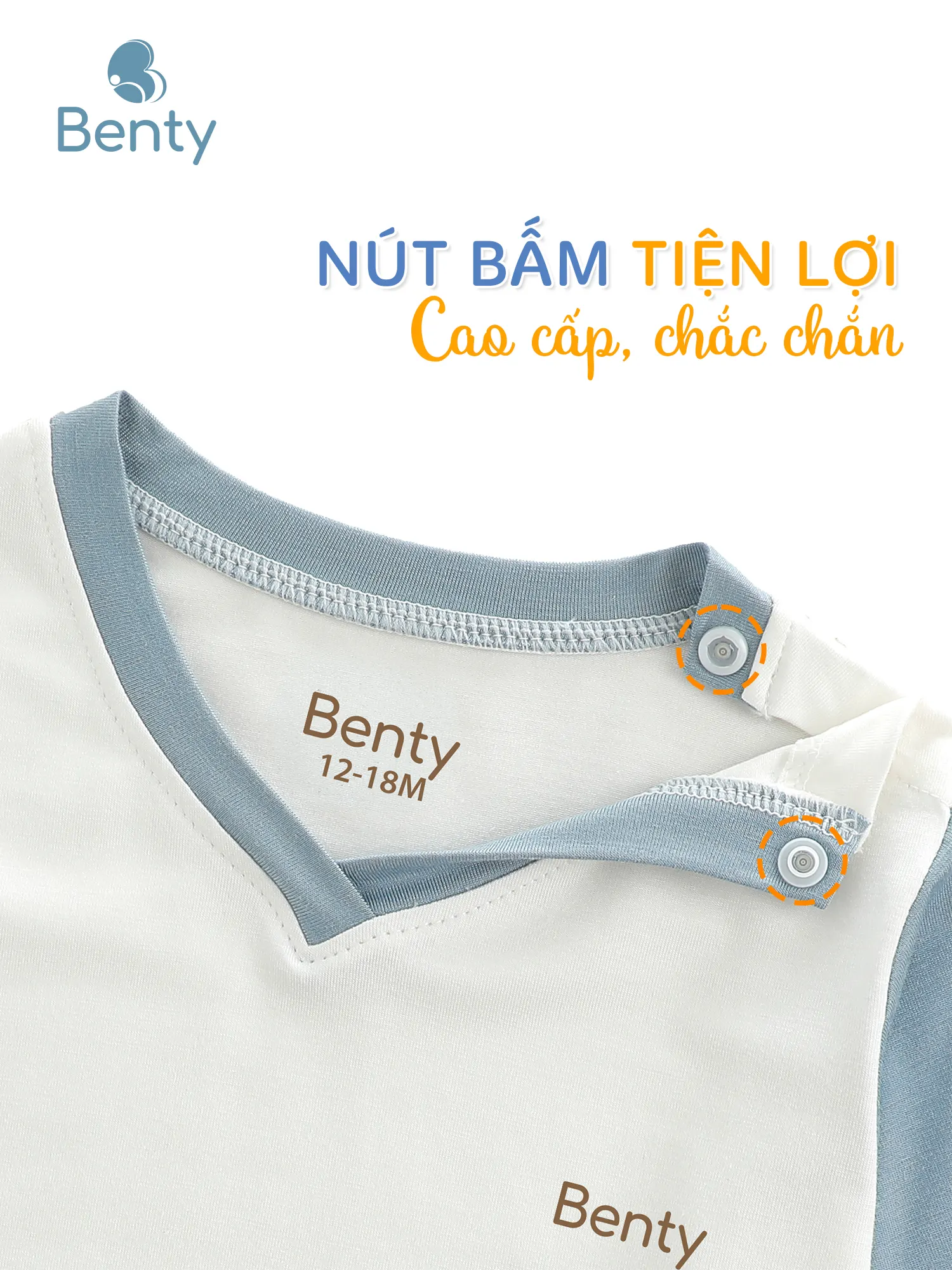Bộ dài tay cài vai cổ tim BENTY, bộ dài tay basic cho bé trai và bé gái