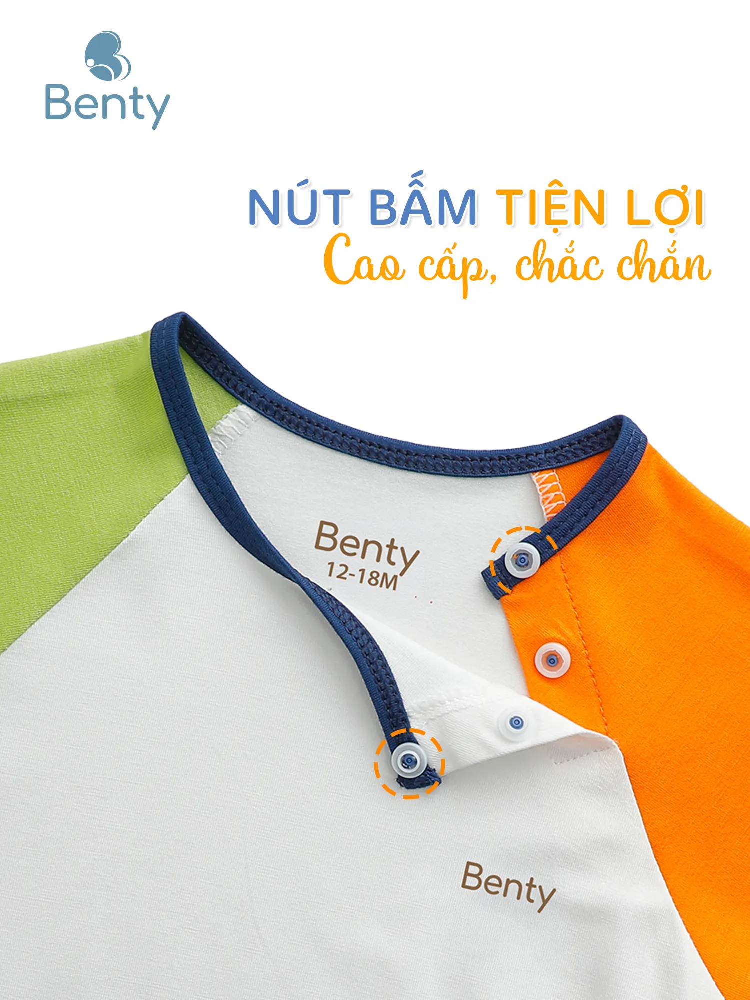 Bộ cộc tay cài chéo đa sắc BENTY, chất vải an toàn lành tính da bé