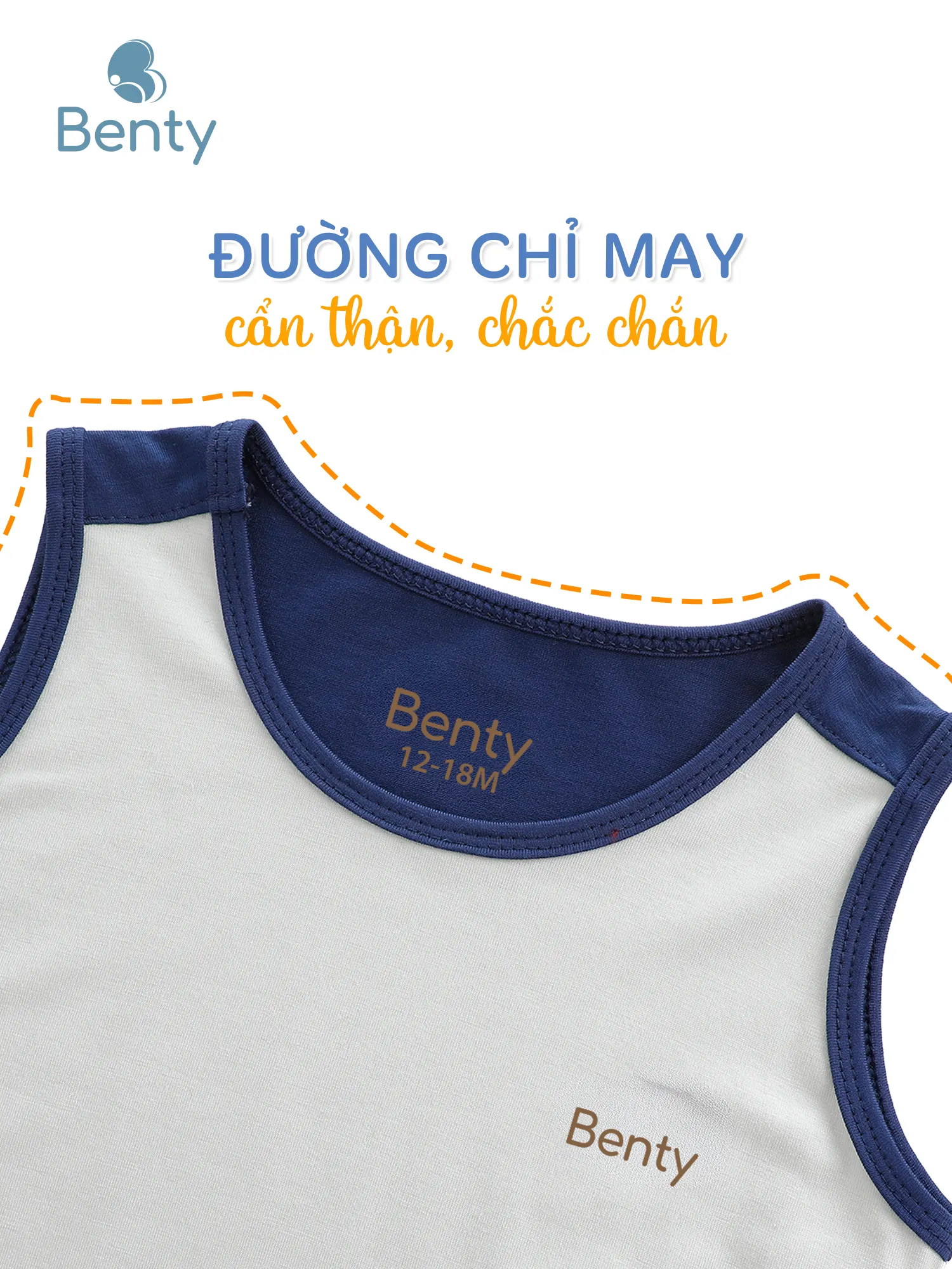 Bộ ba lỗ phối lưng thể thao BENTY, chất vải an toàn lành tính với làn da nhạy cảm bé