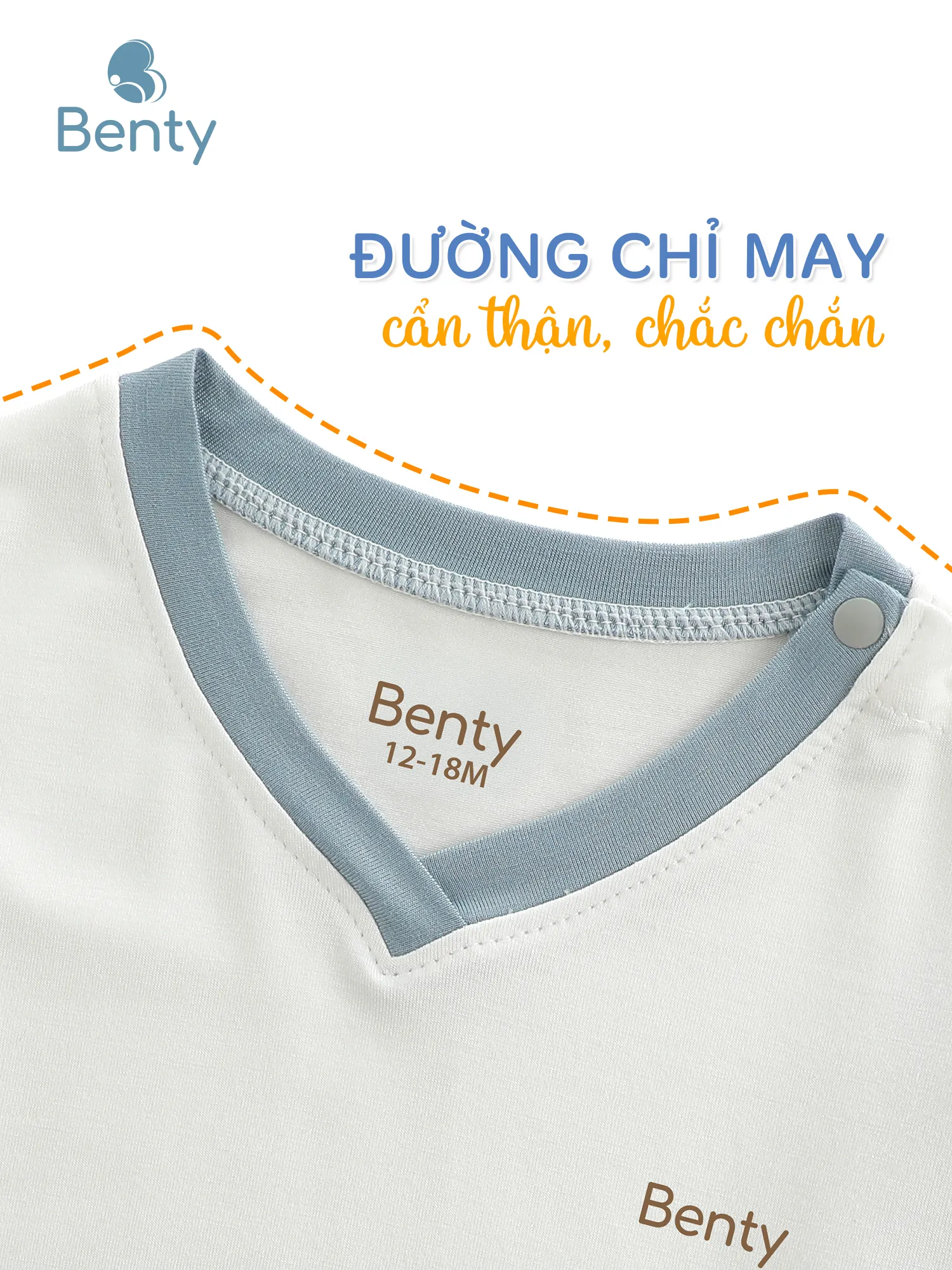 Bộ dài tay cài vai cổ tim BENTY, bộ dài tay basic cho bé trai và bé gái